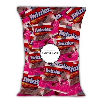 CandyKrave Twizzlers Cherry Flavored Nibs - 50 Pieces - Individually Wrapped Cherry Candy - Chewy & Delicious Candy for Birthdays, Easter, Christmas, Purim & Pantry 2 lbs