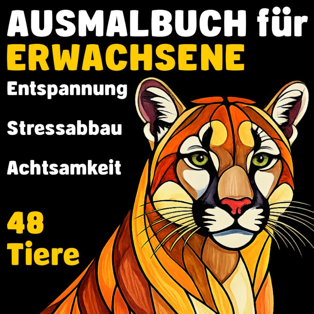 Malbuch für Erwachsene: Malbuch mit Tieren für Entspannung, Stressabbau und Achtsamkeit, für Buntstifte und Filzstifte, im Mosaik Stil (Nora Mara Malbücher)