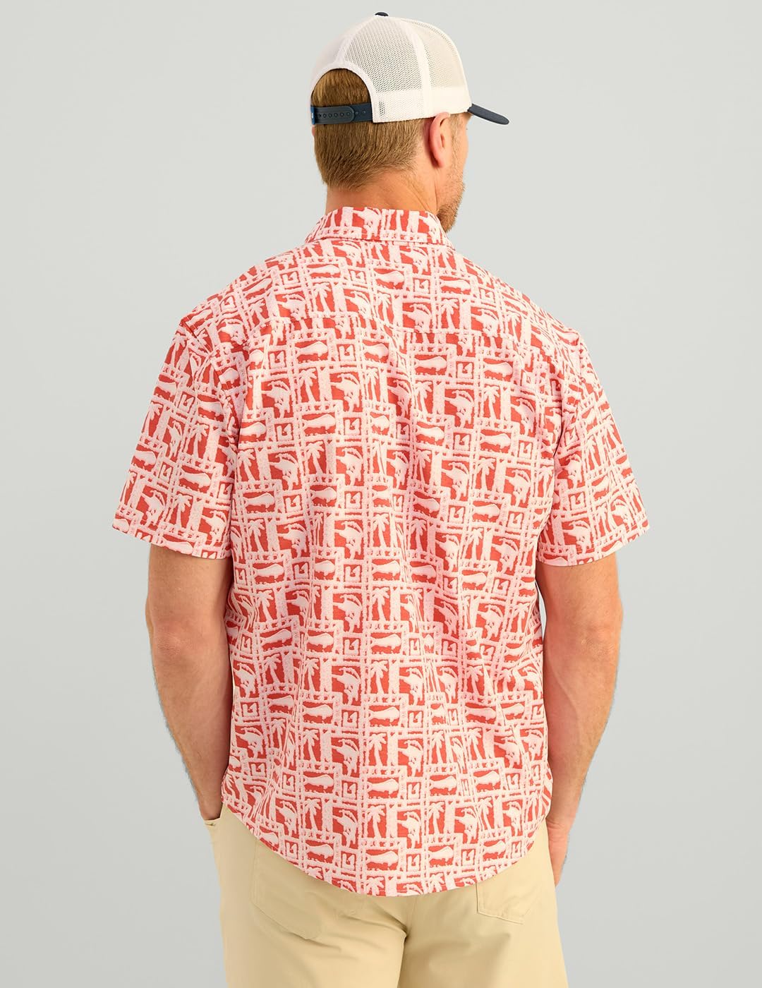 HUK Mens Kona Pattern Short Sleeve Fishing Button Down Shirt - Image 6