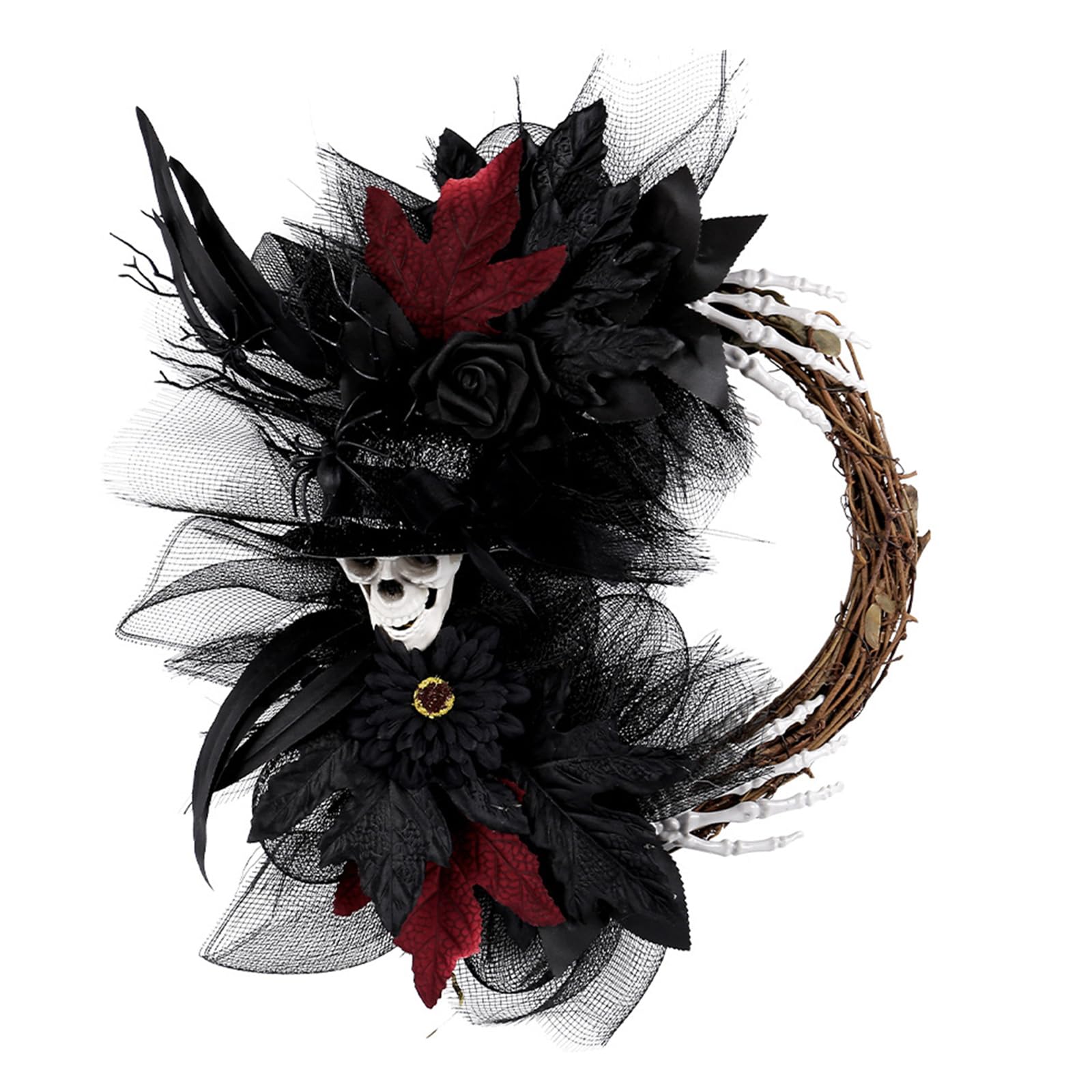 Tsophreniq Distinctive Skull Head Wreath Terrifying Halloween Decoration Mysterious Window Door Hanger Indoor Party Decorations Costume Jewelry