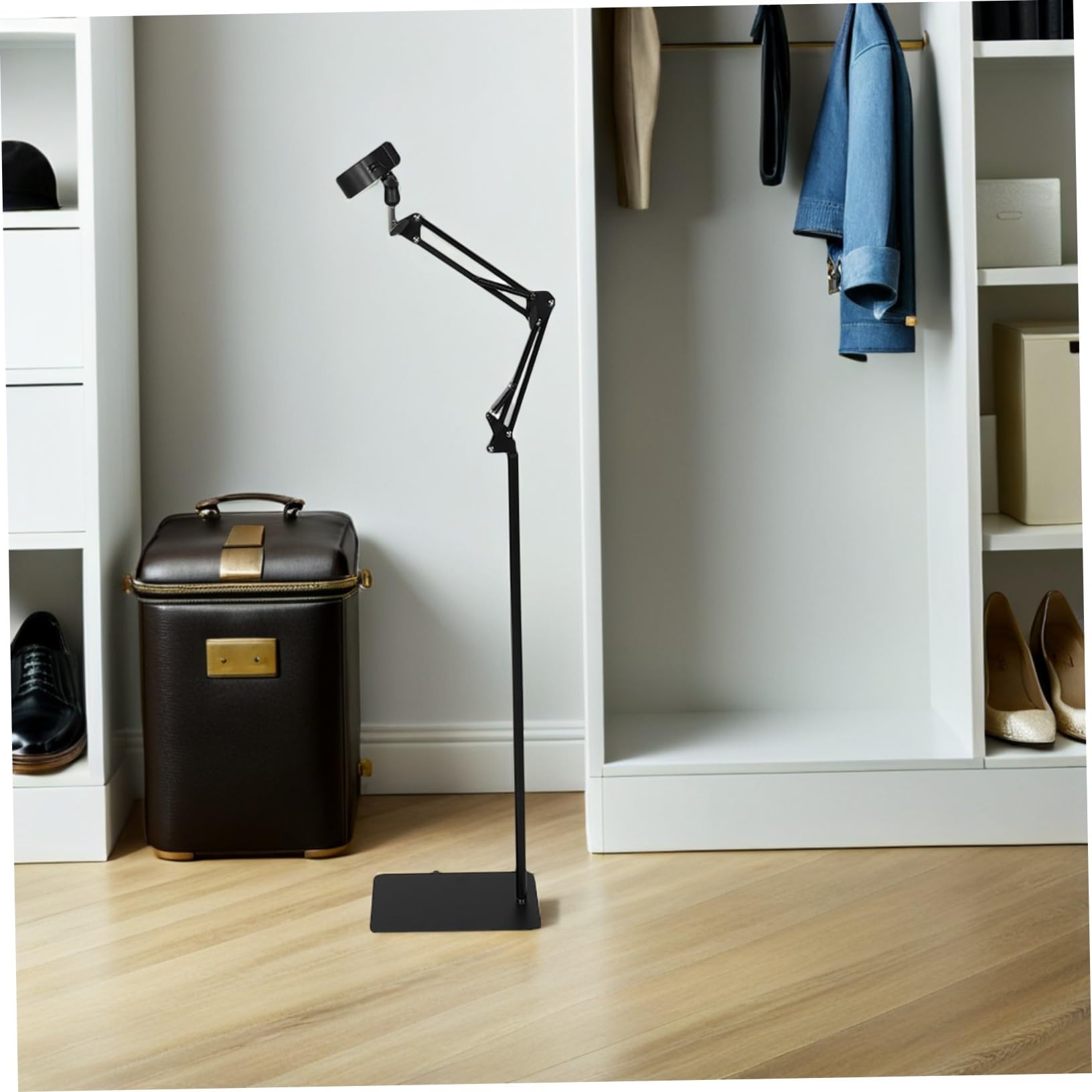 minkissy Soporte para Secador De Pelo con Brazo Plegable Altura Ajustable y Abrazadera Antideslizante para Baño Hogar y Dormitorio Manos Libres Soporte De Fijación para Secador De Pelo