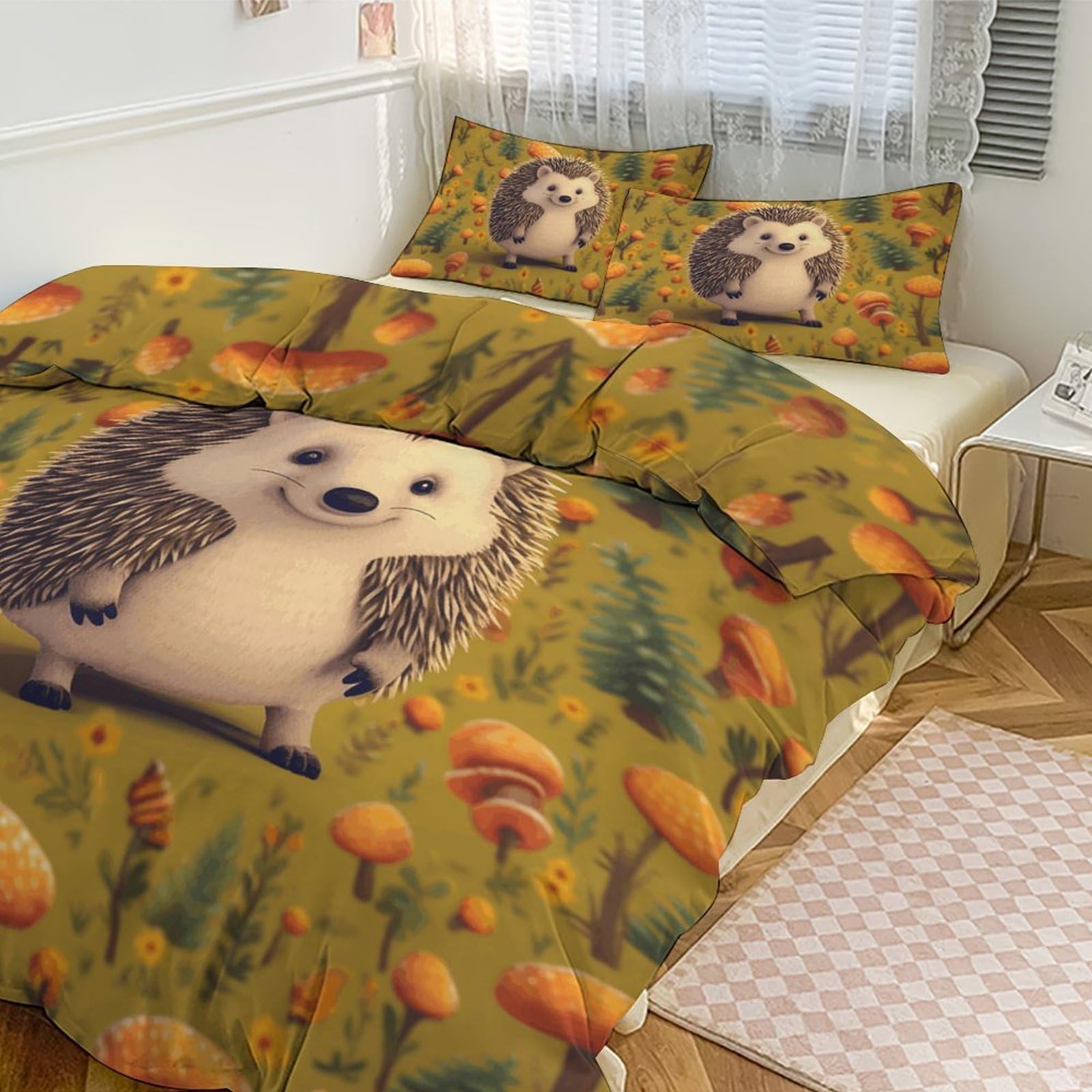 Housse de couette de 228,6 cm imprimé hérisson pour une chambre d'enfant cocooning