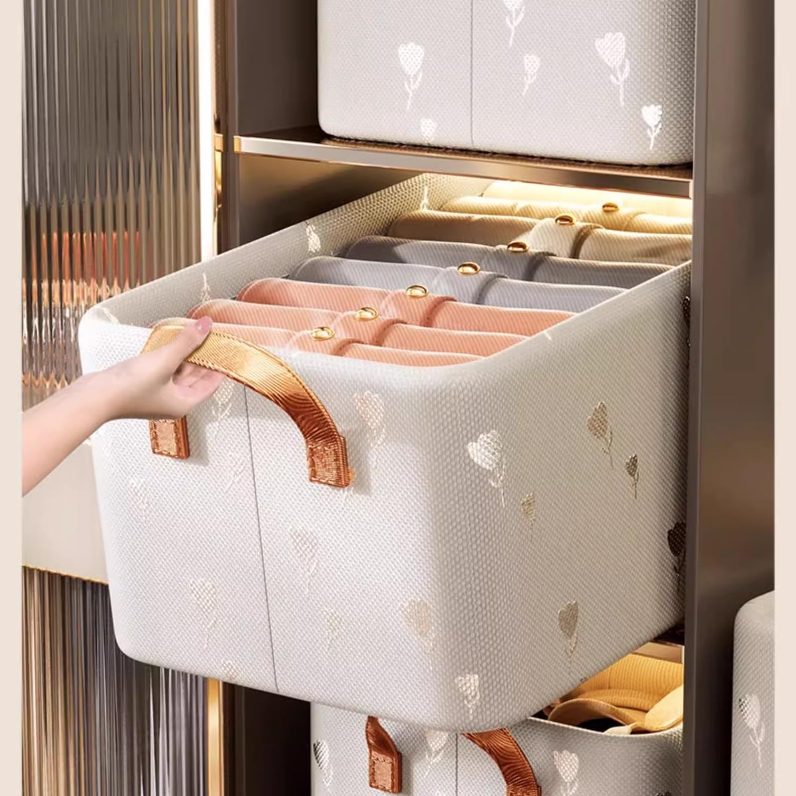 Organizador de cajones para Ropa Interior, Caja de Almacenamiento de Calcetines, Separador de Sujetadores, Armario y Ropa con estantes de Soporte para Vaqueros, Camisetas y Pantalones.