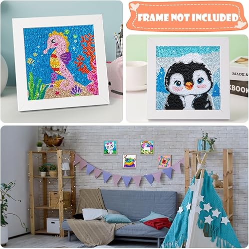 Miniatura 5 de Kits de pintura de diamante 5D de 6 piezas para niños principiantes, kits de pintura de diamantes fáciles de manualidades para niños de 8 a 12 años,