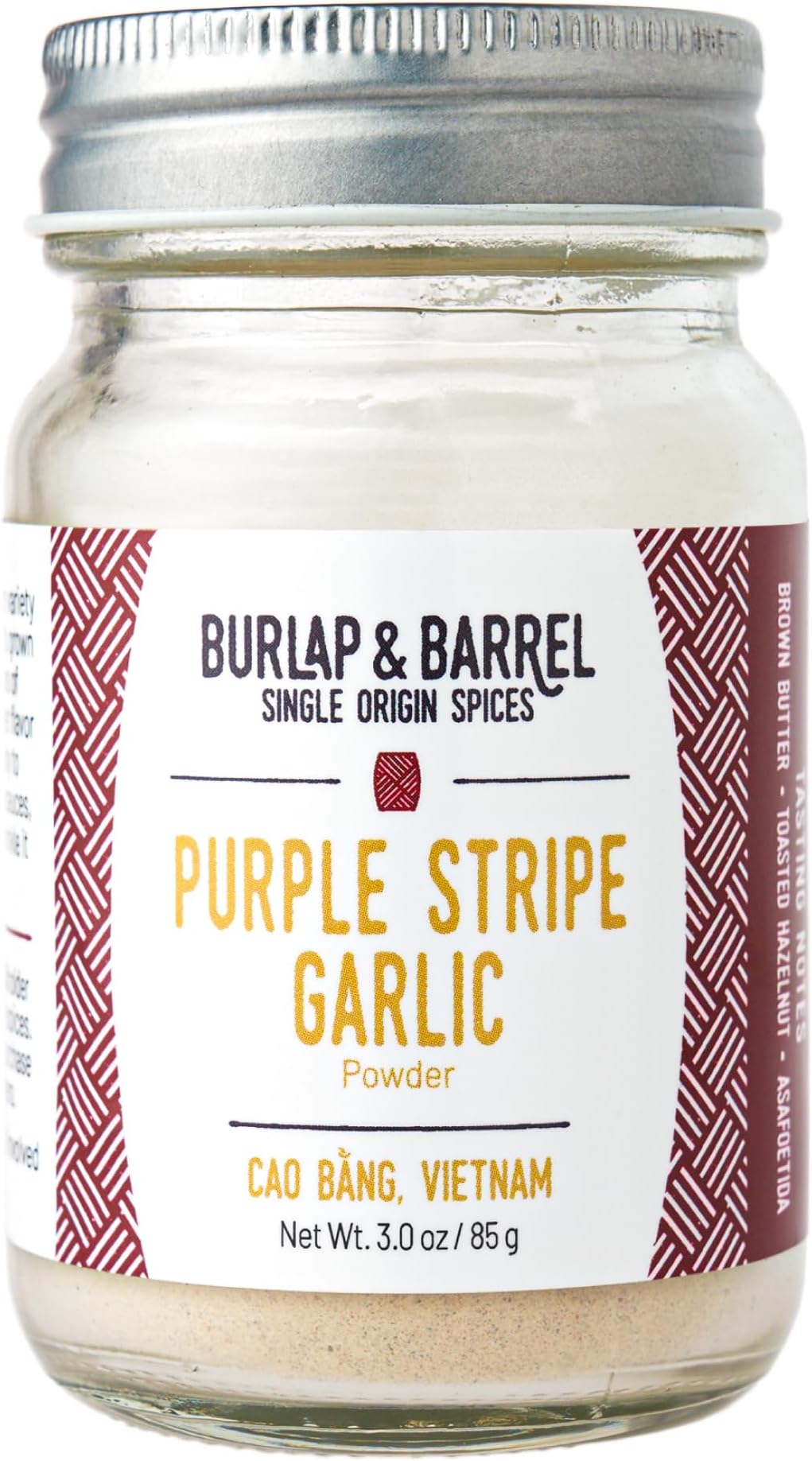 Burlap & Barrel Purple Stripe Garlic - Alternative to Fresh/Granulated Garlic- Savory Sweet Flavor to Tomato Sauces, Fried Chicken, Pizza - As Seen on Shark Tank - 3oz Glass Jar