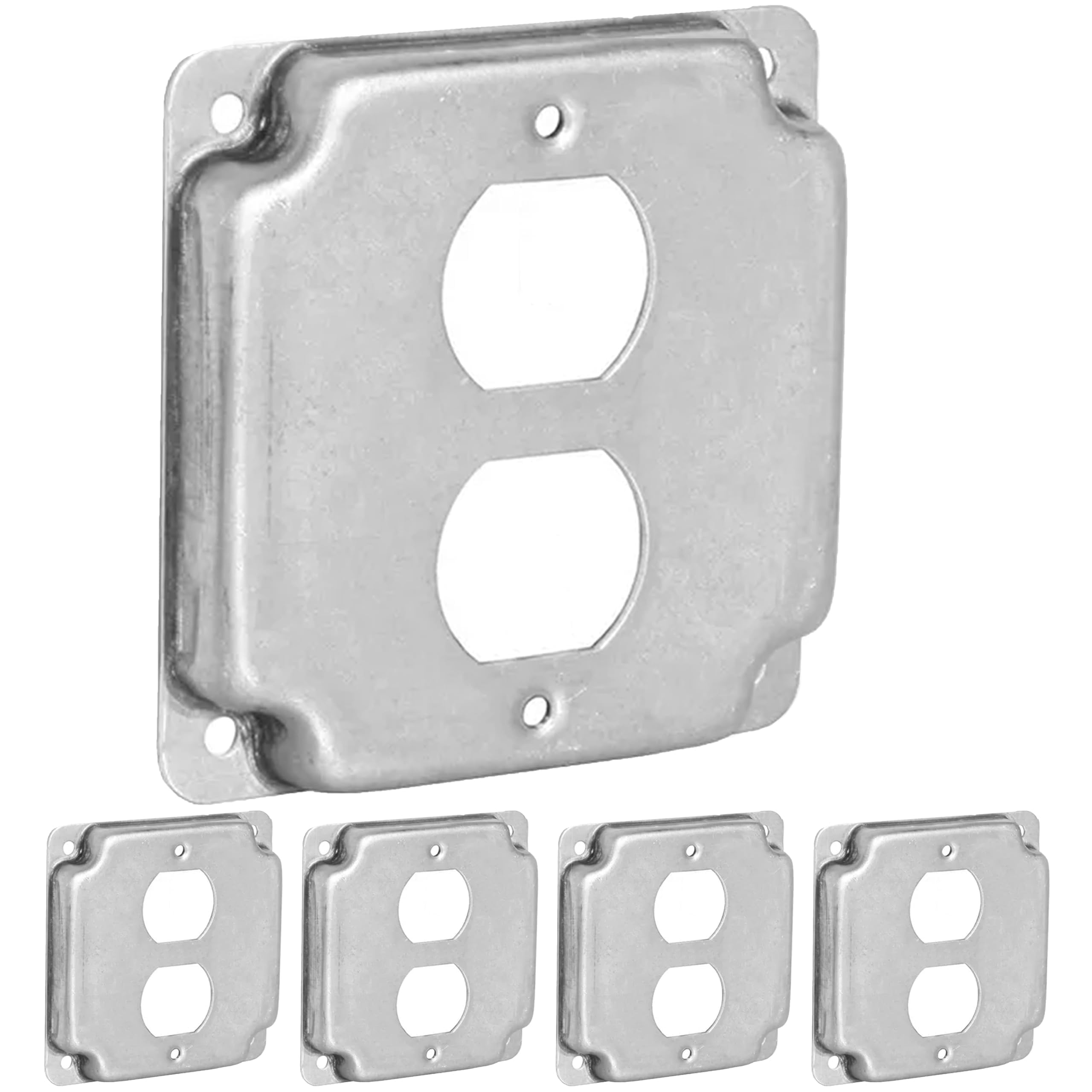 (5 Pack) Duplex Receptacles Electrical Box Cover – 4" Square Galvanized Steel, 1/2" Raised, Exposed Work – for Duplex Switches, Outlets and Receptacles – Fits 4-Inch Junction Boxes-picture-18