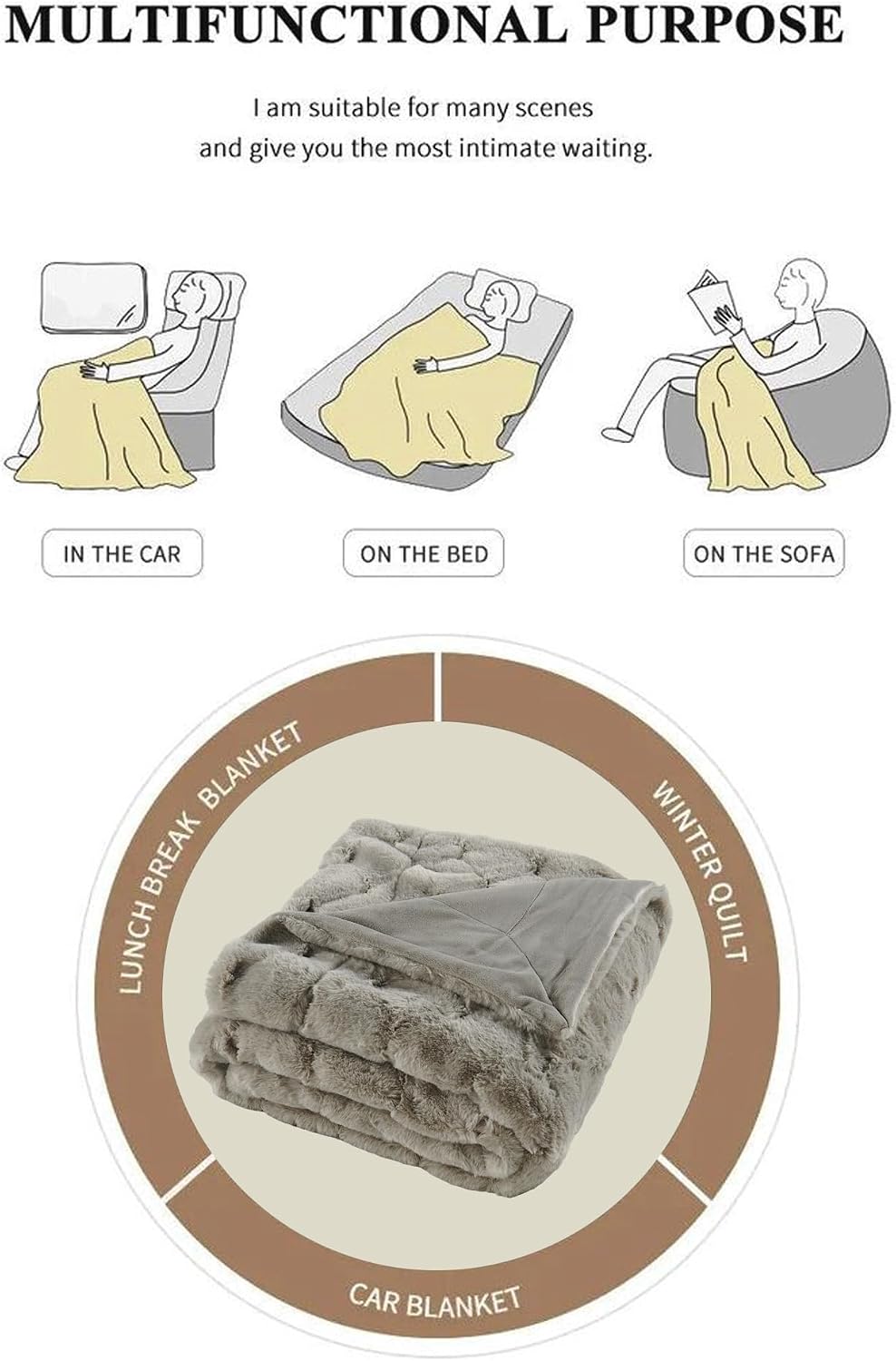 HESTIN Football Jacquard Plush Throw Blanket 50x60 Inches - Ultra Soft Luxury, Breathable & Warm Comfort for Bed, Couch, Sofa, Outdoor, Gift Ideas, Taupe