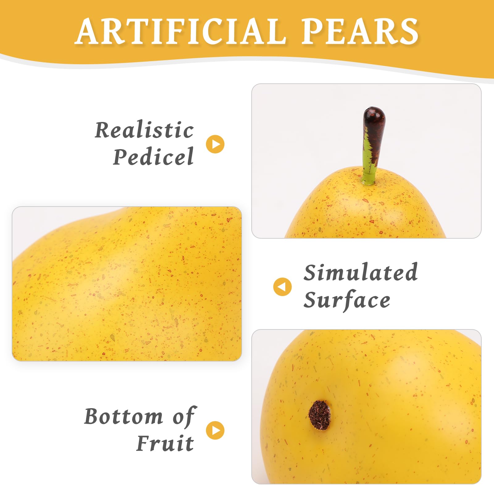 Meiwlong Artificial Pears 6pcs Lifelike Fake Fruit Foam Faux Home Kitchen Ornament Photography Props Display Model Office Desk Festival Harvest Centerpieces - Image 3