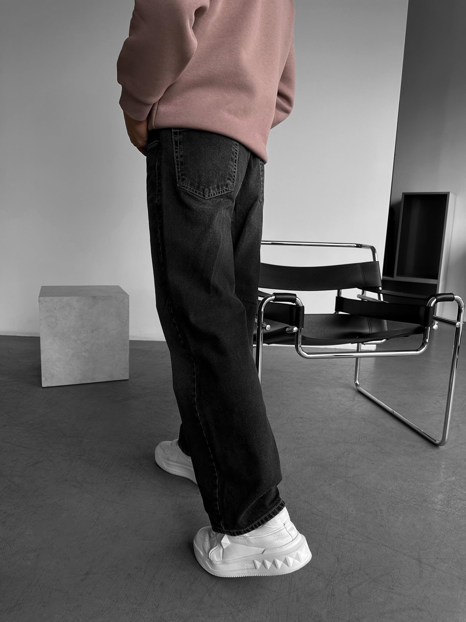 Relax Baggy Washed Jeans - Black