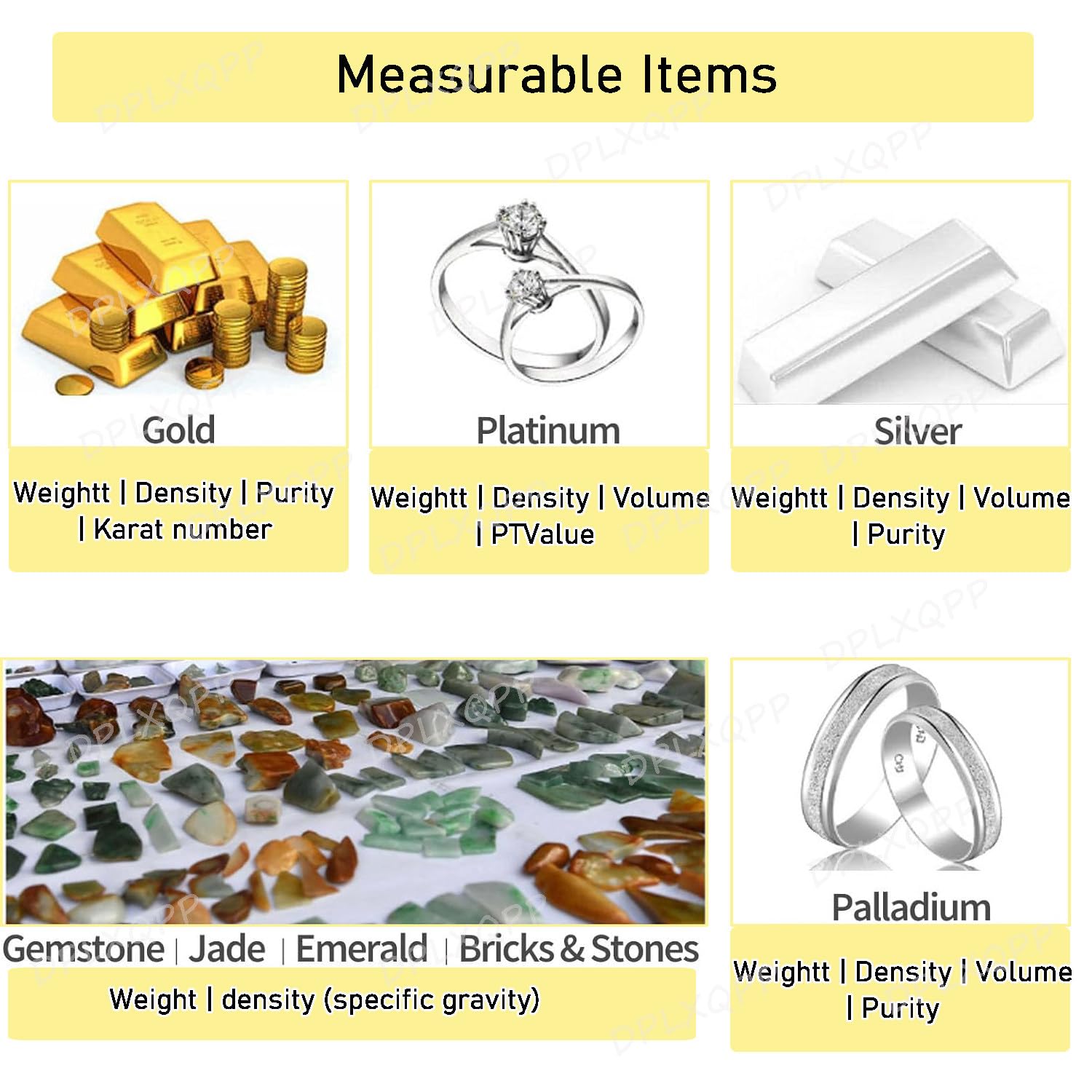 Tester di purezza dell'oro non distruttivo per metalli preziosi, analizzatore di densità con display LCD, kit include scala e filo, tester portatile per gioielli, controllo carati