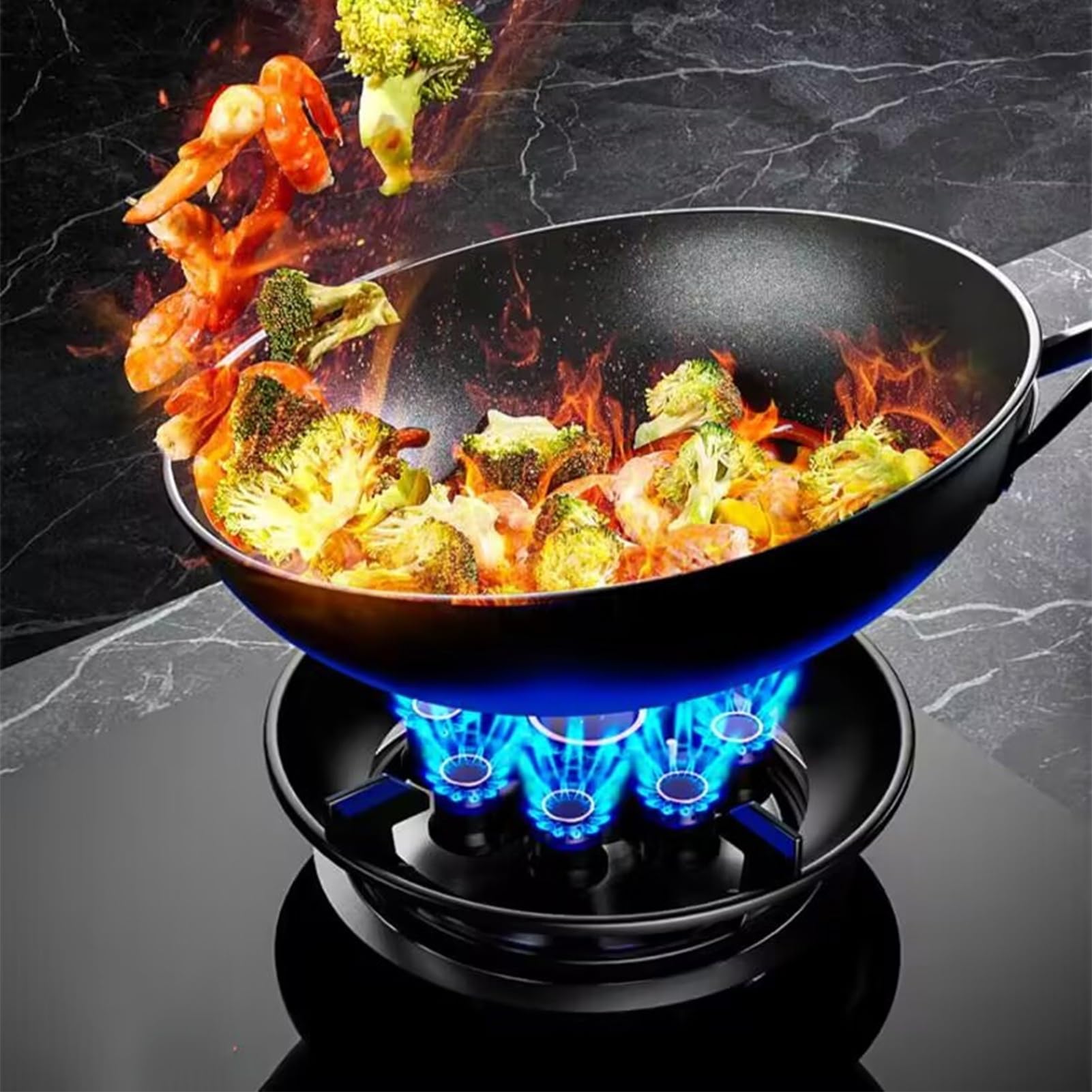 Estufa de gas portátil, 2 quemadores de GLP/cocina natural, quemador wok de alta eficiencia de 5,2 kW, panel de vidrio templado, protección contra fallos de llama