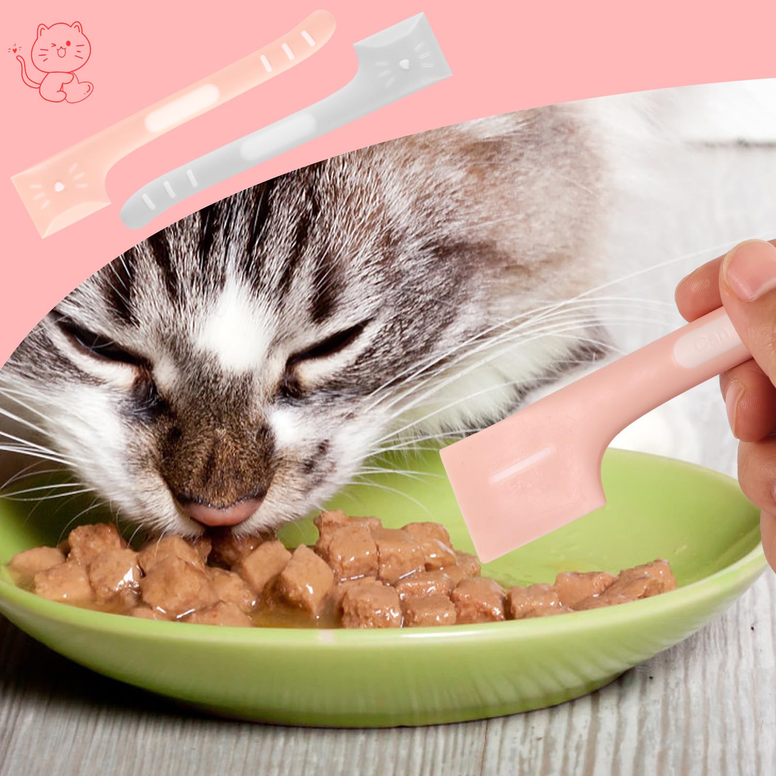 Cat Food Can Opener & Scoop Set - Silicone Pet Food Spatula For Wet Food (Grey, 2-Pack)