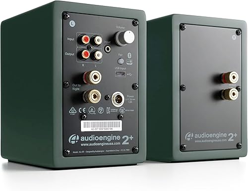 Miniatura 10 de Audioengine A2-HD (HD3) Bluetooth PC y altavoces de escritorio para computadora con aptX HD - USB, RCA, auriculares Nuez,Blanco satinado,Negro