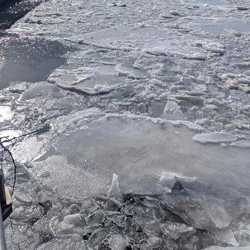 Hydrophone in the river ice at Old Pier 48, Hudson River, Manhattan, NY, USA on Imbolg, 2026 (1st February) &ndash; by Kalli Anderson and Will Coley