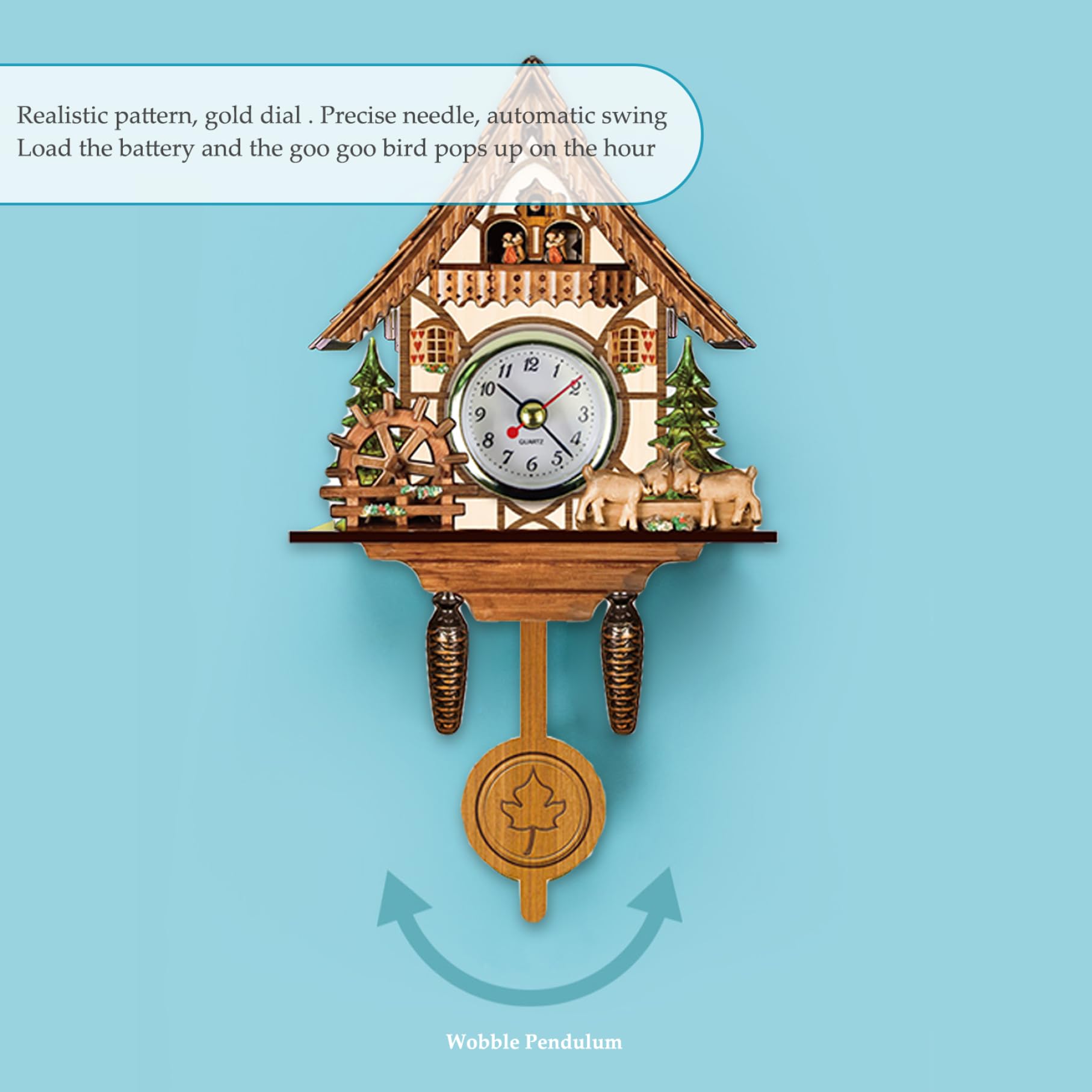 Reloj de Cuco 9x5x2, encantadores Relojes de Cuco de Pared con péndulo Reloj de Pared Antiguo Tipo pajarera para Sala de Estar, Estudio, habitación de niños