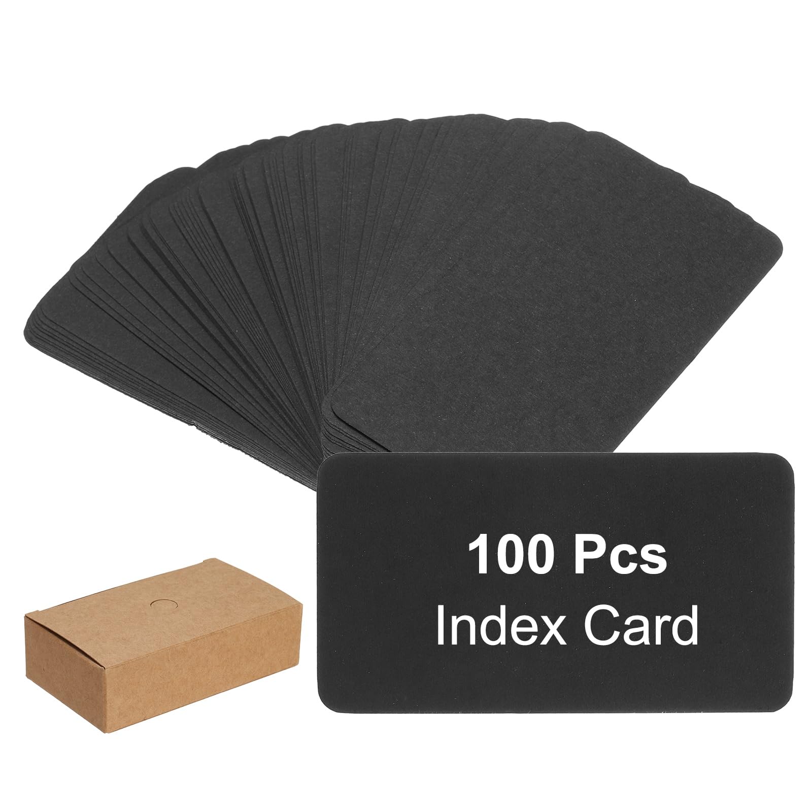 PATIKIL 3.5x2 Blank Kraft Index Cards, 100Pcs Small Blank Paper Message Business Cards for Reminder Study DIY Craft Invitation Tag Flash Vocabulary Word, Black
