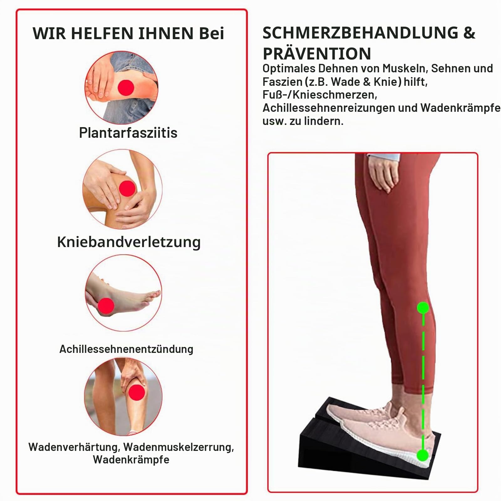 Wadendehner & Schrägbrett 2er Set, Mobilitätskeil, Fersenkeil als Squat Wedge für tiefere Kniebeugen, Yoga Block aus EVA-Schaum (23x15x5,5 cm)