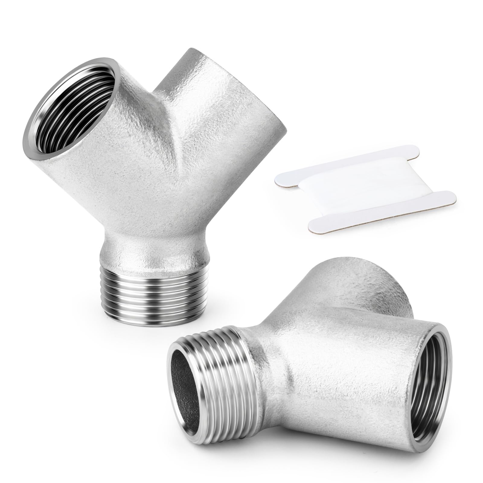 2 Stück 304 Edelstahl Y Form 3 Wege Rohrverschraubungen, 1" BSP Innengewinde x 1" BSP Innengewinde x 1" BSP Außengewinde Verbinder
