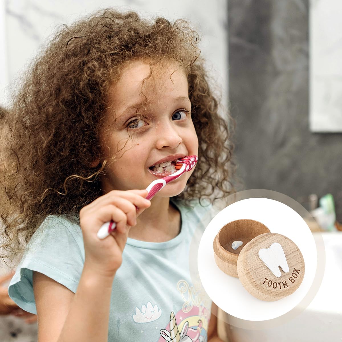 yuntop 2Pcs Tooth Fairy Box Wooden Tooth Fairy Keepsake Box Lost Teeth Storage for Kids Milk Teeth Container Box for Boy or Girl