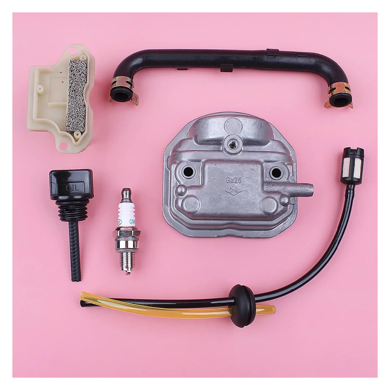 Tapa de Culata for Motor GX25 HHHT25S con Tapa de Filtro de Aceite, Placa de válvula de Salida y Ojal de línea de Combustible for cortacésped.