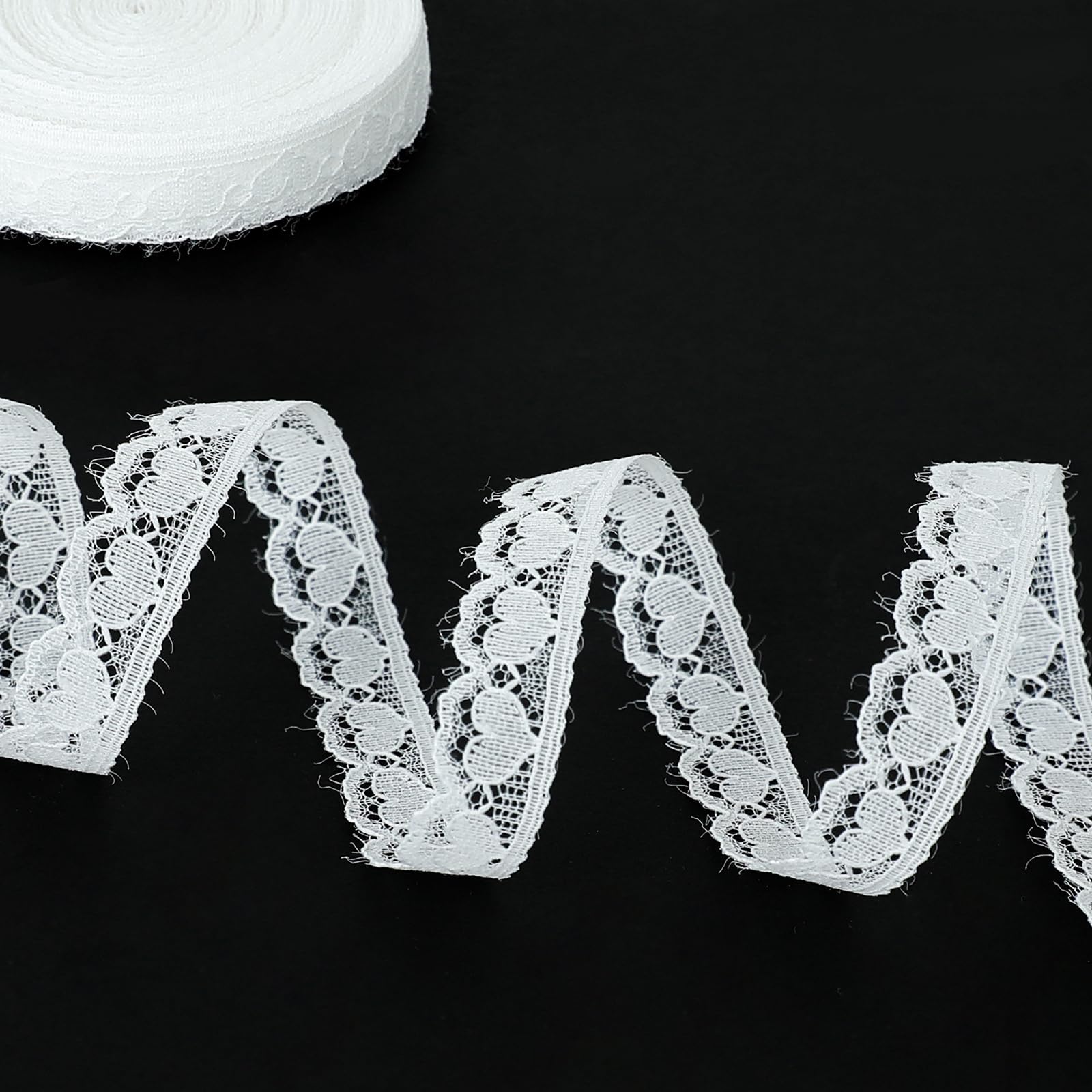 White Lace Ribbon for Gift Wrapping, 5/8 inch x 20Yard Lace Trim Ribbon for S...