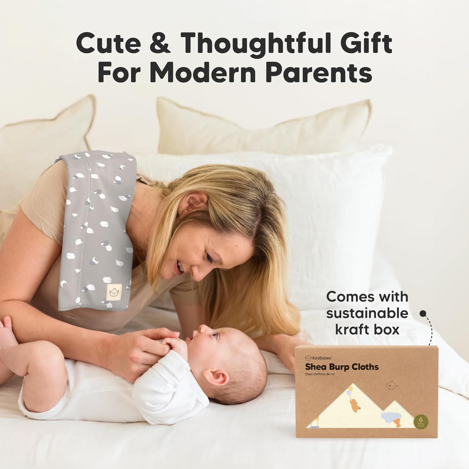 Organic Burp Cloths Baby Boy, Girl - 6-Pack Large 100% Cotton Burping Cloths for Babies, Spit Up Rags, Super Absorbent, Ultra Soft Newborn Rag, Gender Neutral, Machine Washable, Durable (Dreamers) - Image 9