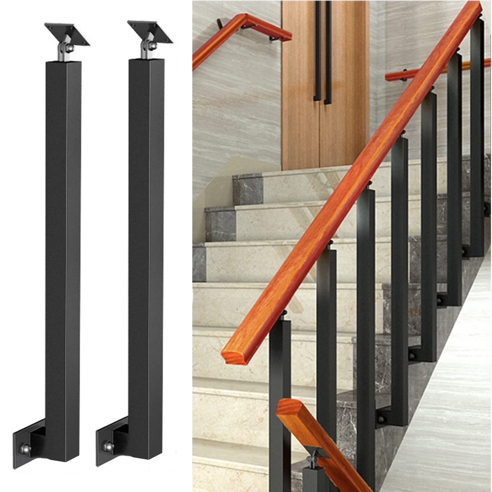 Kit kit d'installation pour rampe d'escalier noire extérieure et balustre