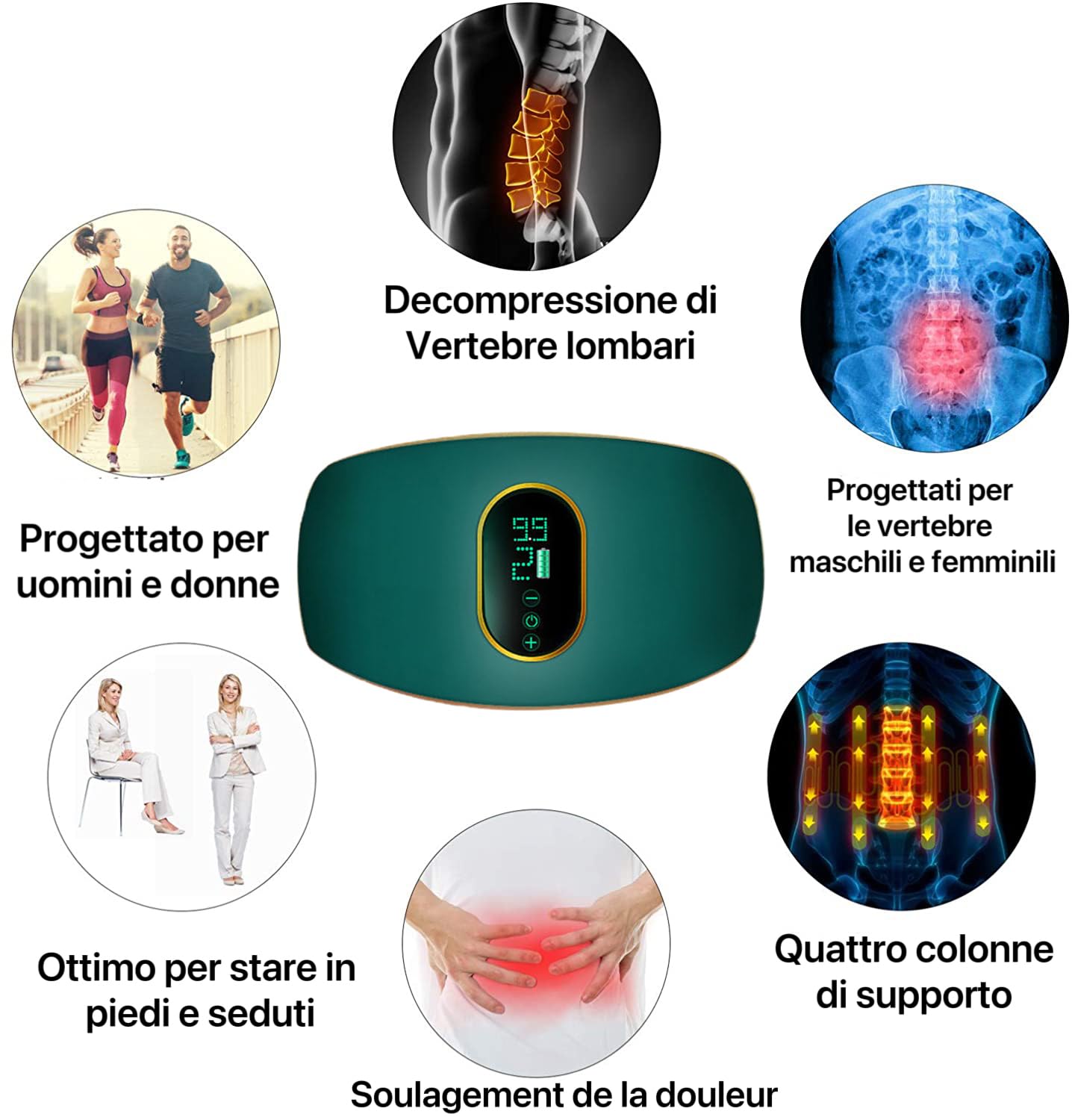 Ceinture Masseuse Vibrante 3 Moteurs – 42 Pouces, Perte De Poids, Digestion, Relaxation