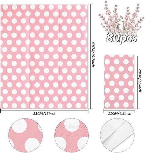 Miniatura 2 de Whaline Servilletas de papel para invitados, color rosa y blanco, 3 capas, desechables, servilleta de mano, toalla para suministros de fiesta,