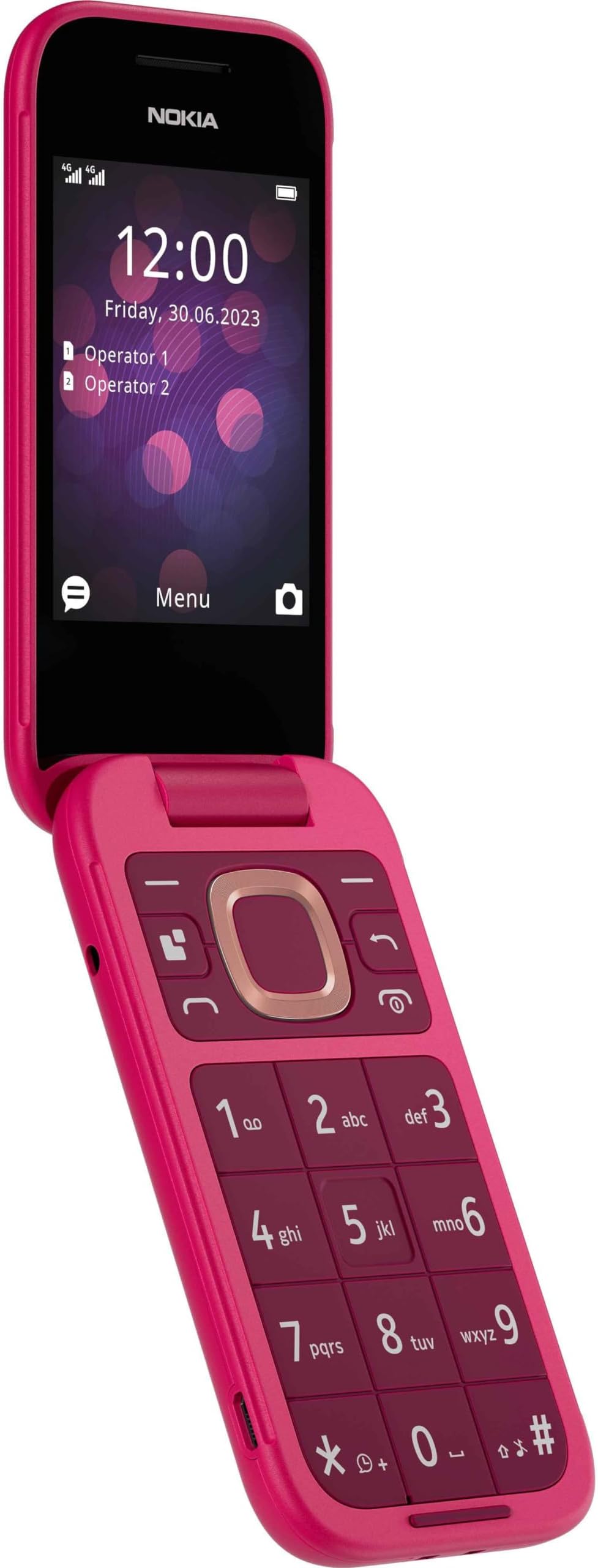 2660 Flip Feature Phone with 2.8" display, 4G Connectivity, built-in camera, MP3 player, Classic games, a battery that lasts for days, Perfect for digital detox, Dual SIM - Pop Pink