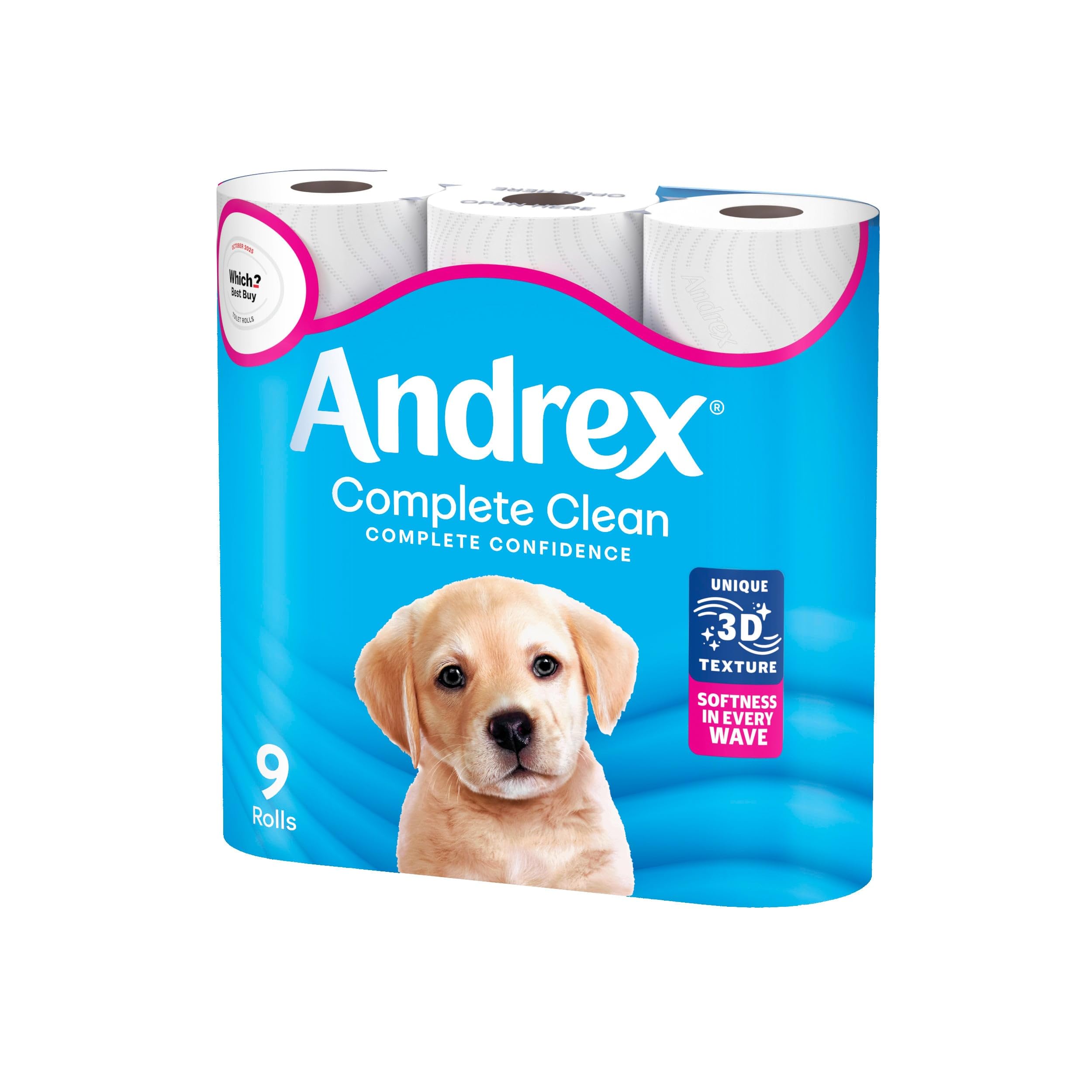 Andrex Classic Clean - Rollos de papel higiénico (9 unidades)