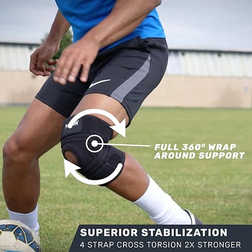 Miniatura 4 de Protector soporte de rodilla. Alivia la tendinitis de la rótula. Desgarro de menisco de la rodilla de saltador. Distensiones del ligamento lateral y