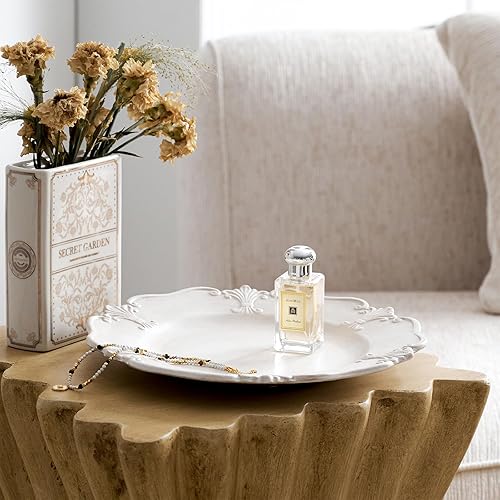 Miniatura 5 de DN DECONATION Bandeja rústica blanca para decoración moderna del hogar, bandeja redonda de madera de 12 pulgadas, bandejas decorativas blancas