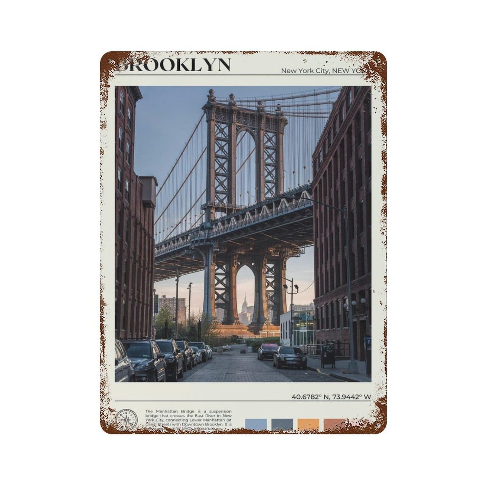 xiaoxiaoshen Real Photo Brooklyn New York City Wall Decor Art Metal Tin Poster Modern Home Decor Art Home Bar Shop Decorations Vintage Sign 40x30cm