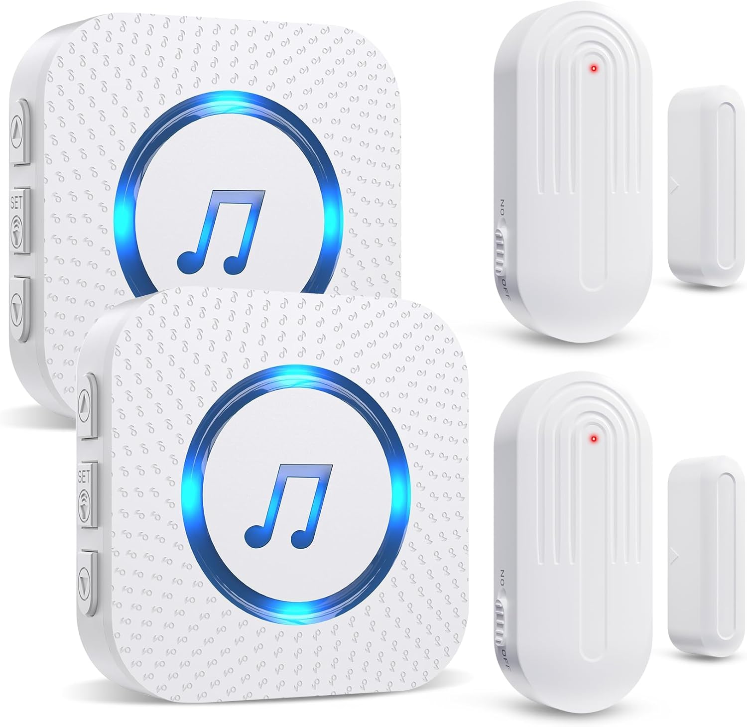 SanJie Door Chime, Door Open Contact Sensor Alarm for Business/Store/Home/Office When Entering, with 500 FT Range,26 Chimes 5 Adjustable Volume 2 Receivers +2 Sensors