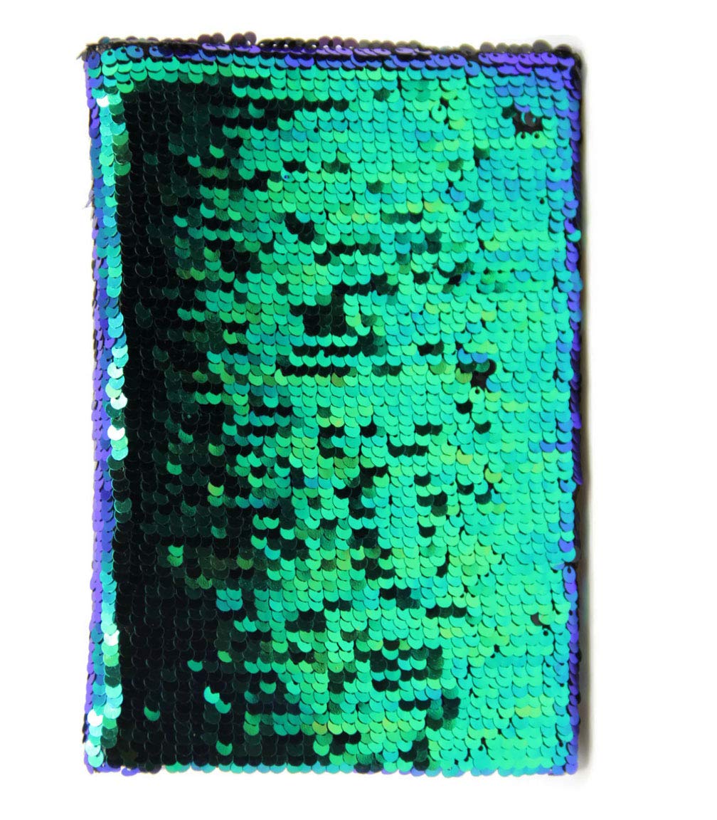 Bada Bing Notebook Sequins DIN A5 Diary Peacock Blue Green Shimmer Glitter Book with Reversible Sequins Recipe Book for Writing in Gift 07