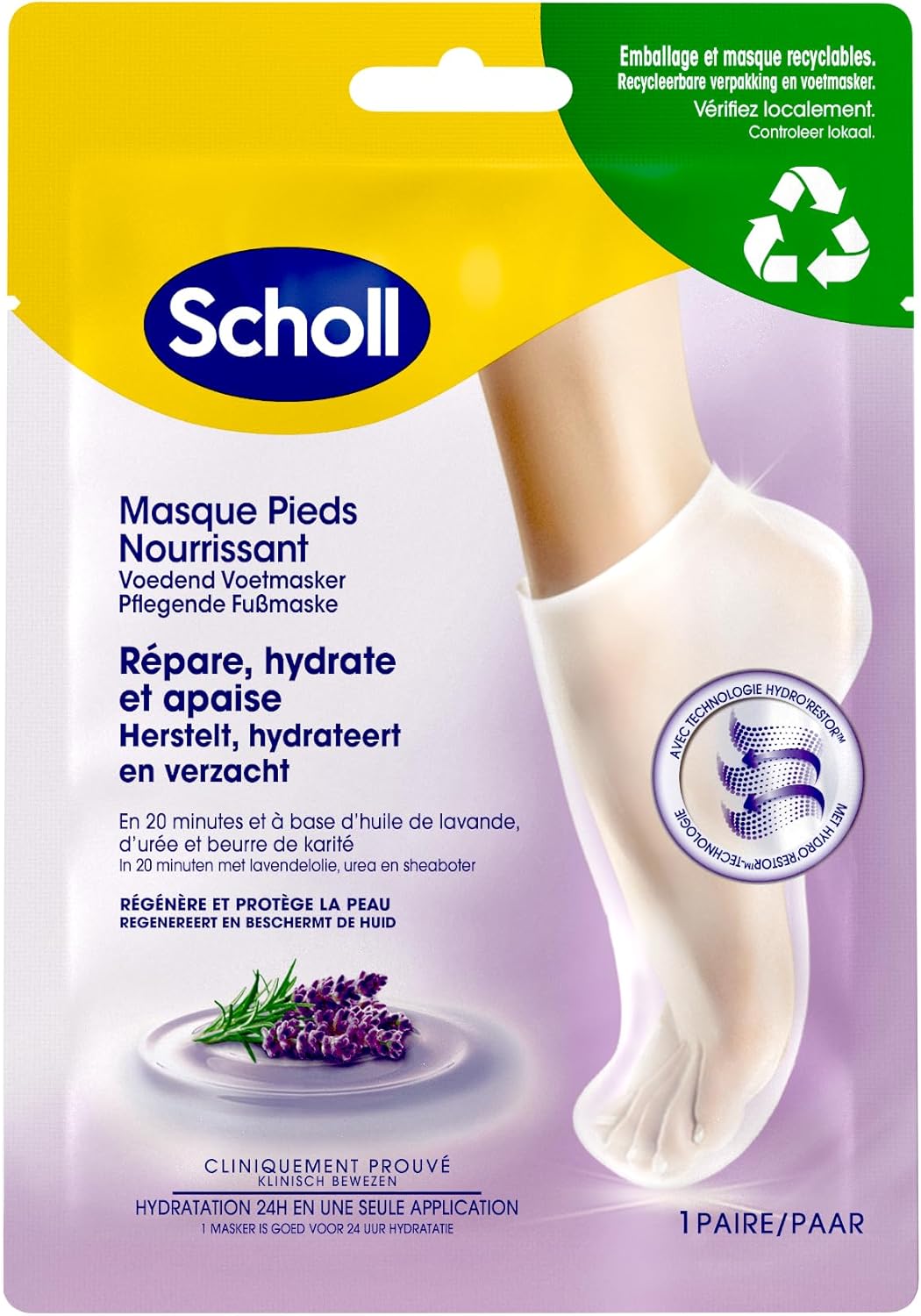 Scholl Voetenmasker – Voetencreme – Voedend En Relaxerende Lavendel – Expert Care – 1 paar
