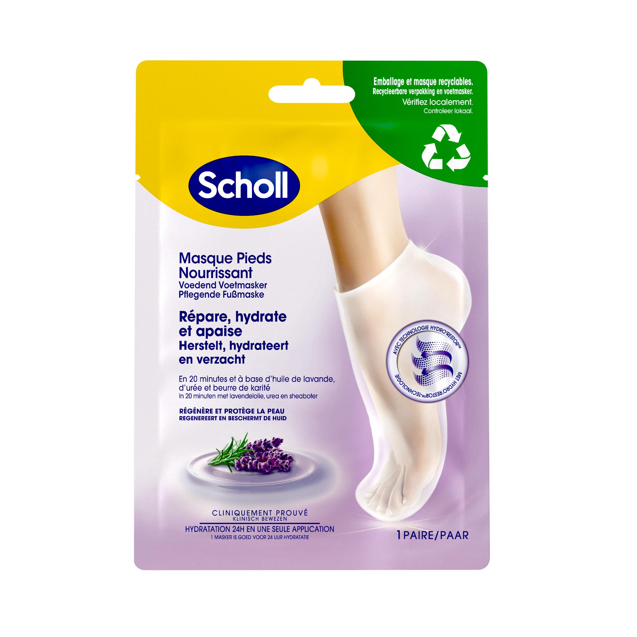 Scholl Mascarilla para Pies - Crema para Pies - Lavanda Nutritiva Y Relajante - Cuidado Experto - 1 par