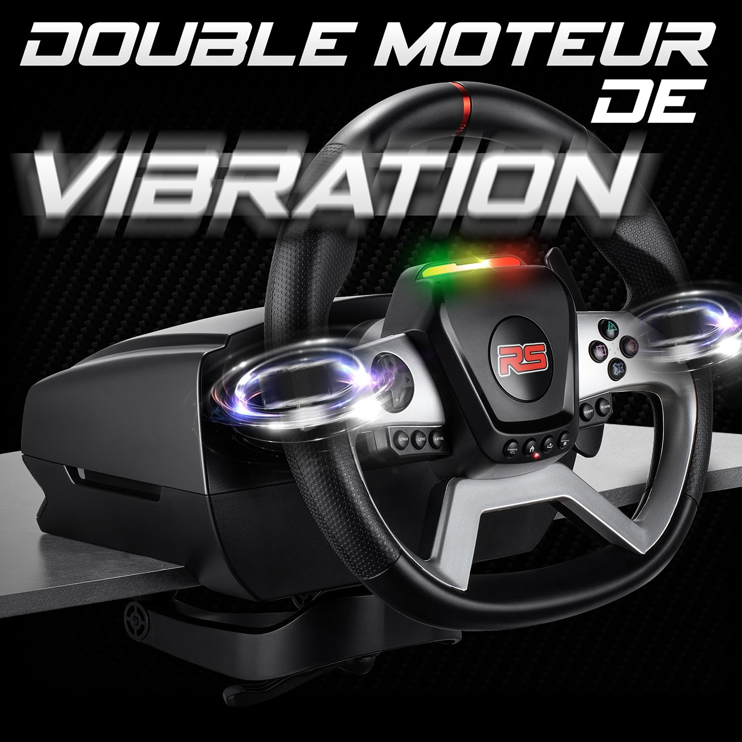 Spirit Of Gamer - RACE Wheel FORCE, Volant PS4 avec Levier de Vitesse et Pédalier, Pour PC, PS4, PS3, XBOX ONE, Volant avec Palette à Retour de Force et Angle de rotation 1080°, Boite de vitesse 6+R