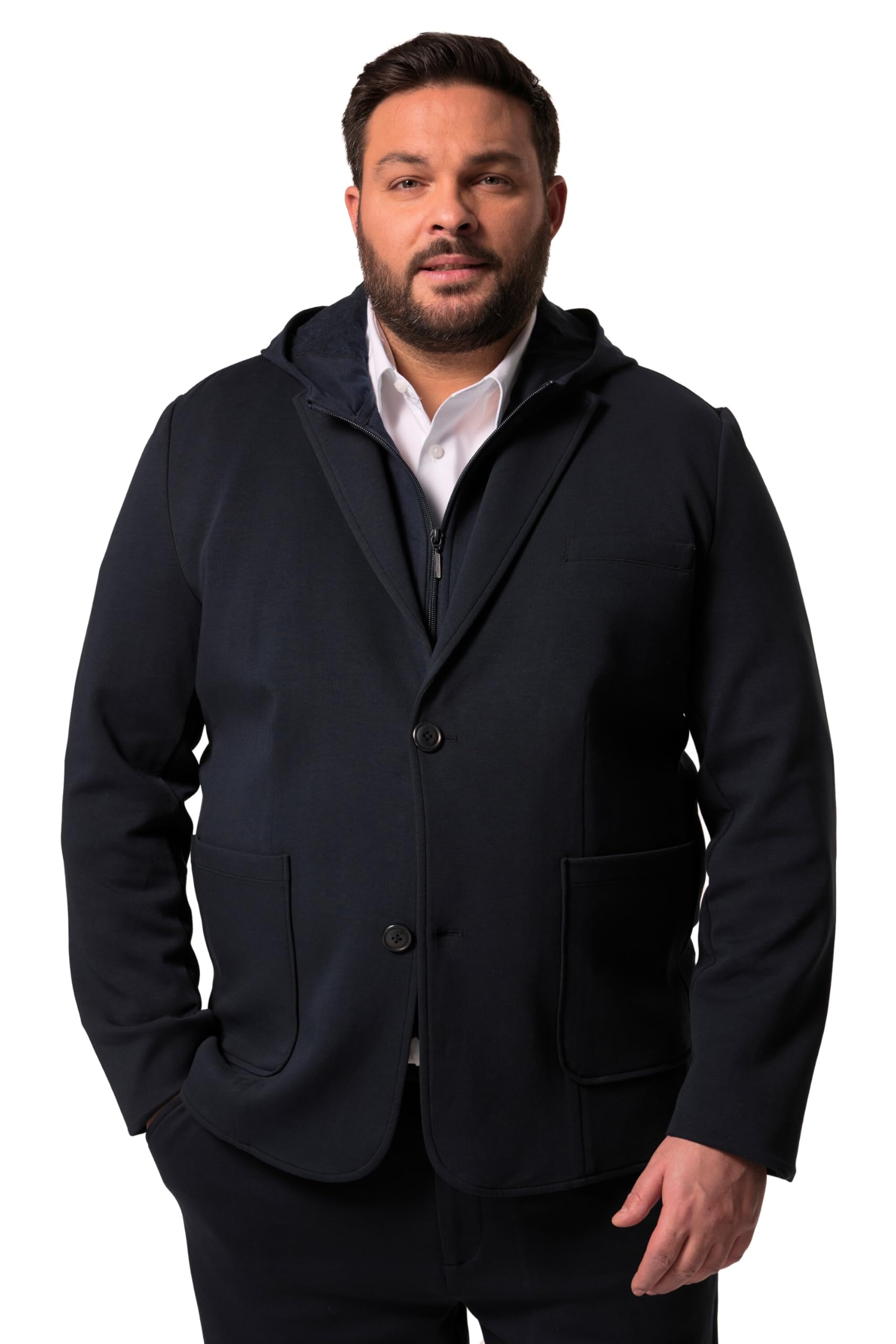 Men Plus Herren große Größen Übergrößen Menswear L-8XL Jersey-Sakko Bilbao FLEXLASTIC®, Baukasten, abnehmbare Kapuze 840205