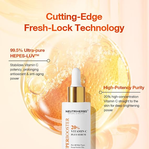 NEUTRIHERBS 20% Vitamin C Serum, Antioxidant Even Skin Tone-0.77 Fl Oz | Brighten & Anti-Aging & Boost Collagen, Revive Glow Dullness Uneven Skin, Nature Lightweight Skincare for Women and Men