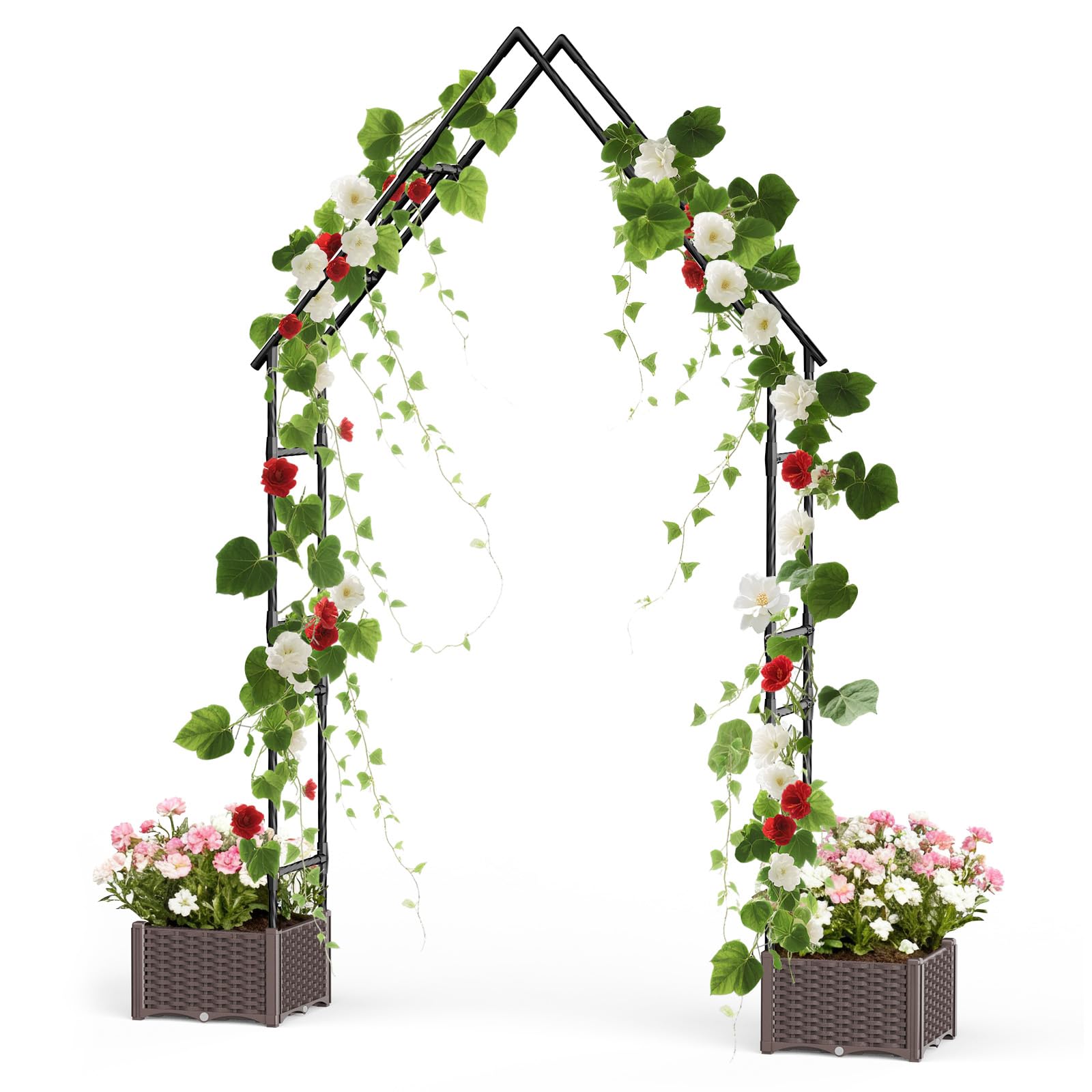 Arche de rosiers avec 2 jardinières GarveeLife pergola en métal de jardin