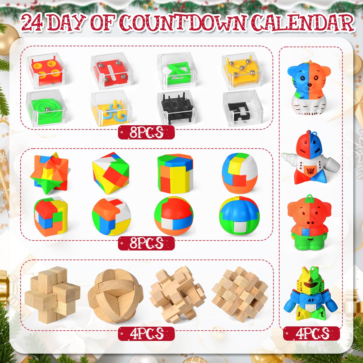 Calendrier De L'Avent 2025 Casse-tête En Métal 3D Avec 24 Puzzles