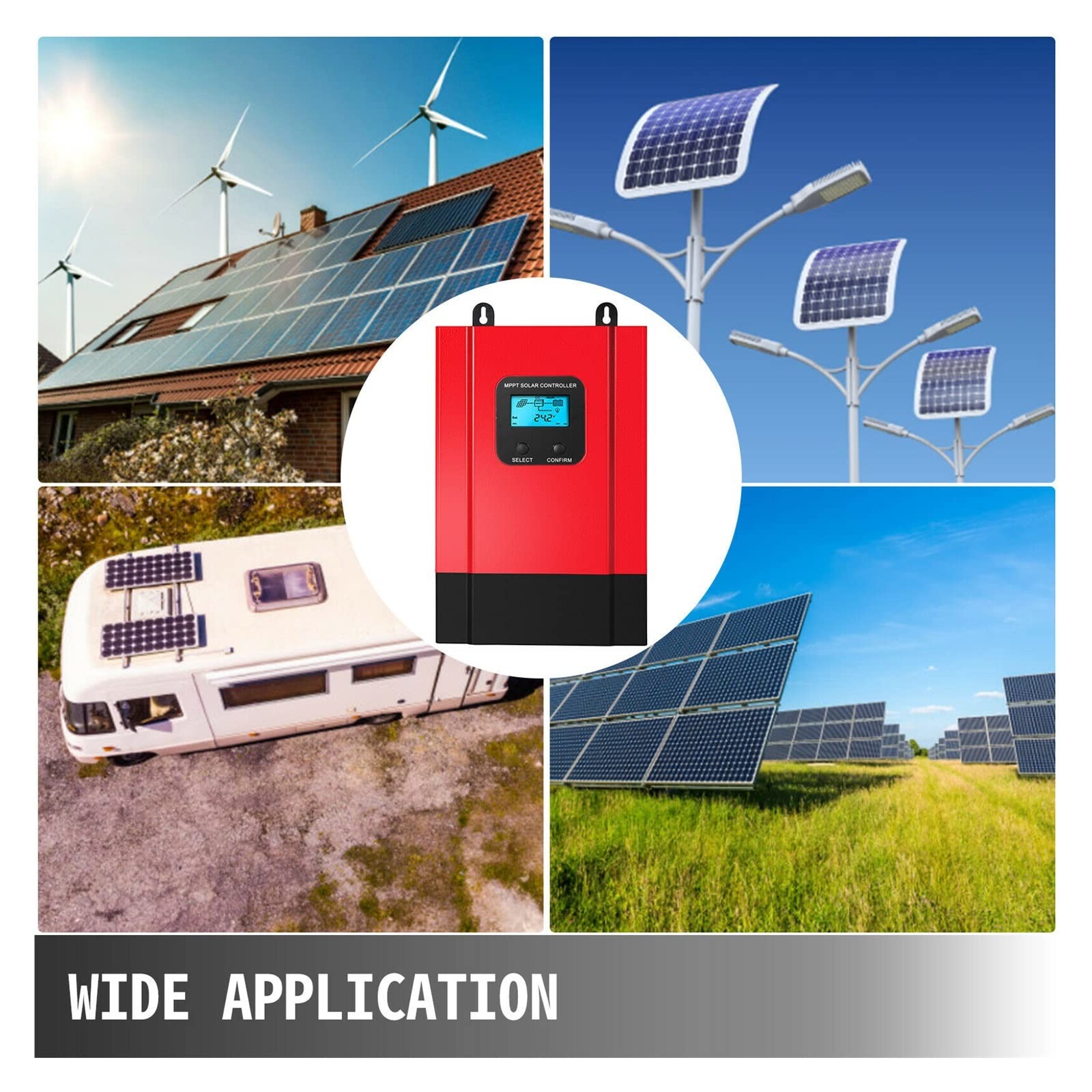 60A 40A MPPT Regolatore solare 48V/36V/24V/12V Retroilluminazione automatica LCD Max 150VDC Ingresso Risparmio energetico Porta Wifi RS485(30A)