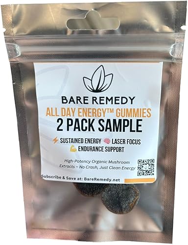 All Day Energy Gummies - Cordyceps orgánico y extracto de hongo Rhodiola para energía limpia, concentración y resistencia - Sin choques, sin