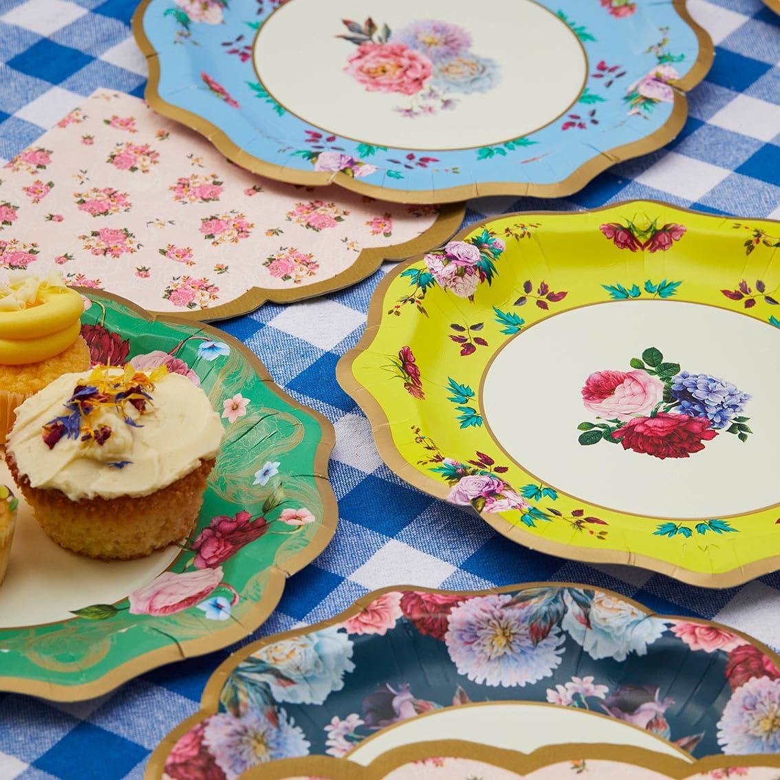 Talking Tables Truly Scrumptious Pack of 12 Vintage Colourful Floral Paper Plates For Afternoon Tea, Garden Party, Birthday Wedding or Baby Shower,
