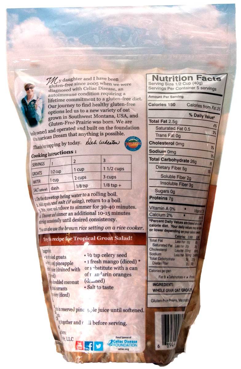 Gluten Free Prairie Oat Groats, 1 Pound Gluten Free, NonGMO, Whole