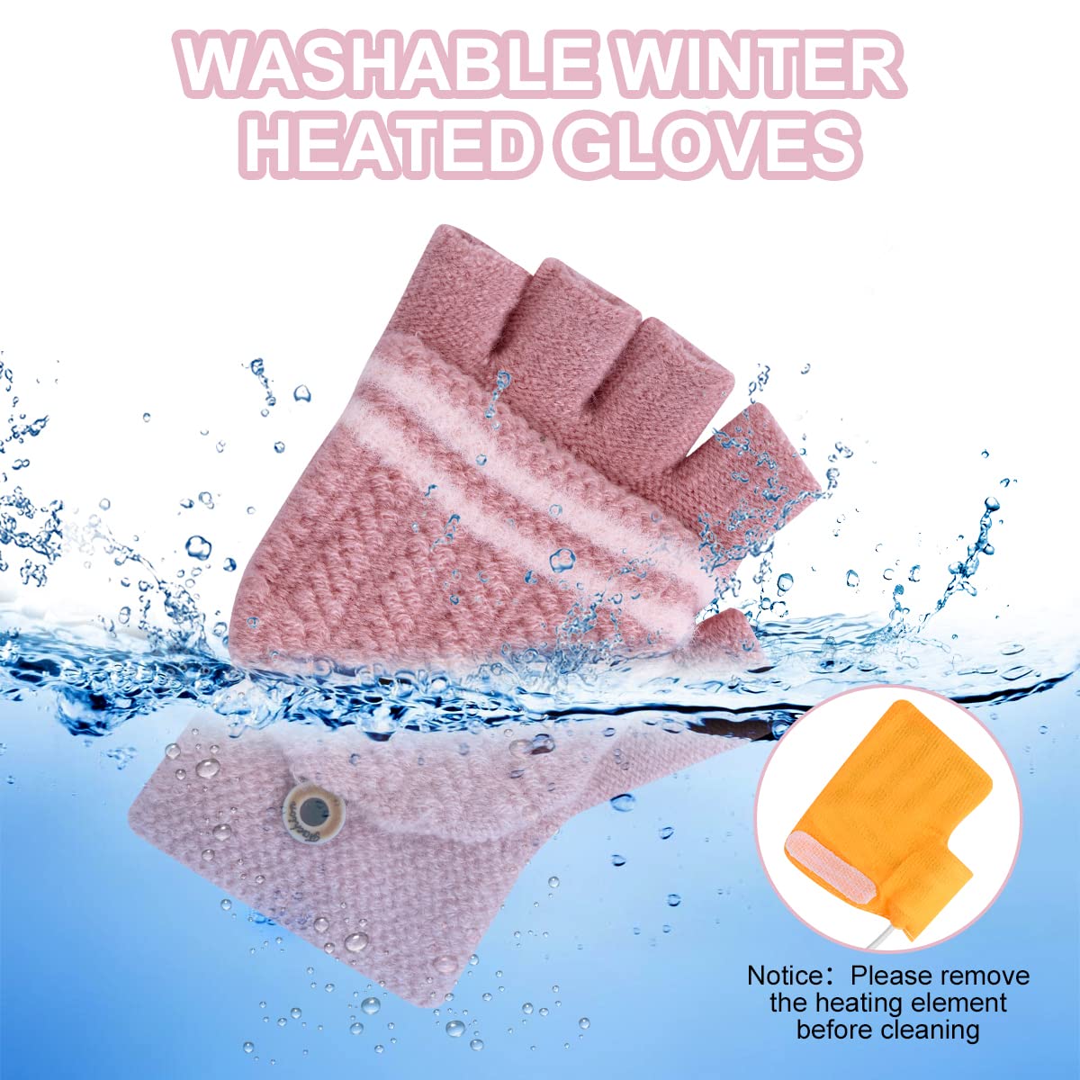 Flintronic Guanti Riscaldati USB, Guanti Riscaldati Elettrici, Guanti Invernali per Uomo Donna, Riscaldanti USB Guanti, Guanti da Lavoro a Maglia Lavabili per Donna Uomo