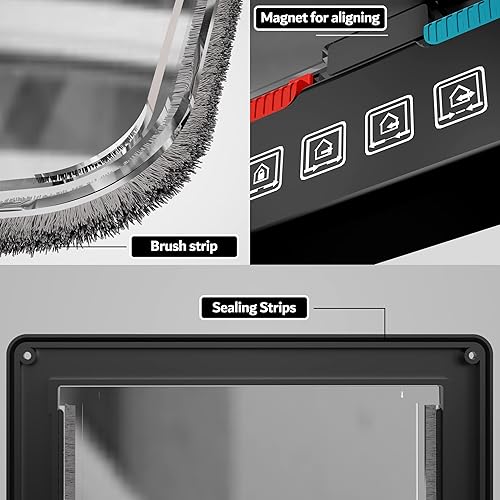 Miniatura 4 de Puerta interior mediana para gatos, puerta interior para gatos, puerta exterior de gato, 4 modos de bloqueo, adecuada para ventana y pared (negro)