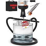 Portable Hookah Set with Everything - YADO Acrylic Hookah Kit To Go - Sisha Hooka Set with Charcoal Holder Heat Management Device, Black Silicone Hooka Bowl, Hose and Bag - Hookah Machine